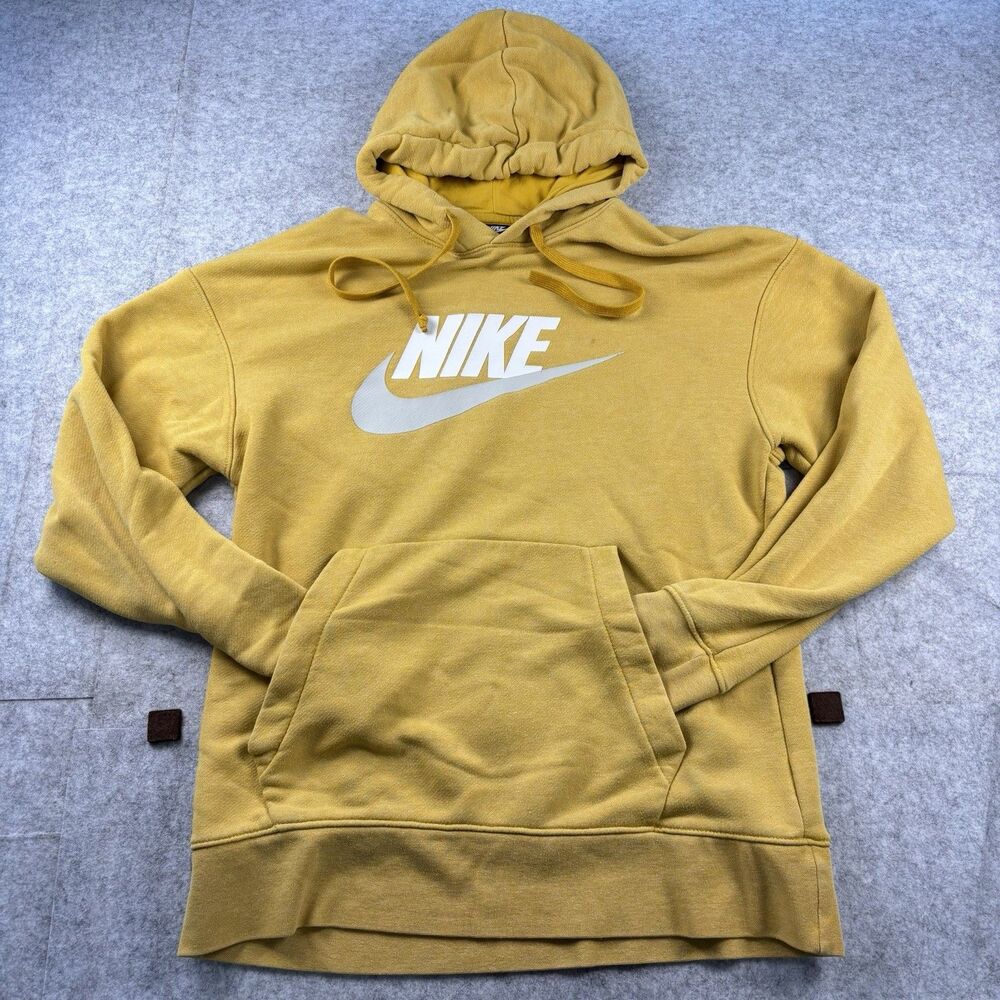 Vintage Nike Heritage Mustard Swoosh Hoodie Sweatshirt Womens Medium CN8752-711